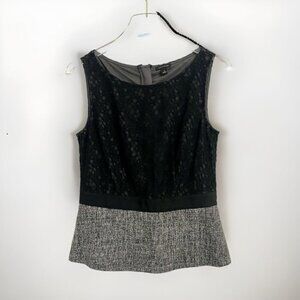 Ann Taylor Sleeveless Lace & Tweed Peplum Top, Women's Size 2